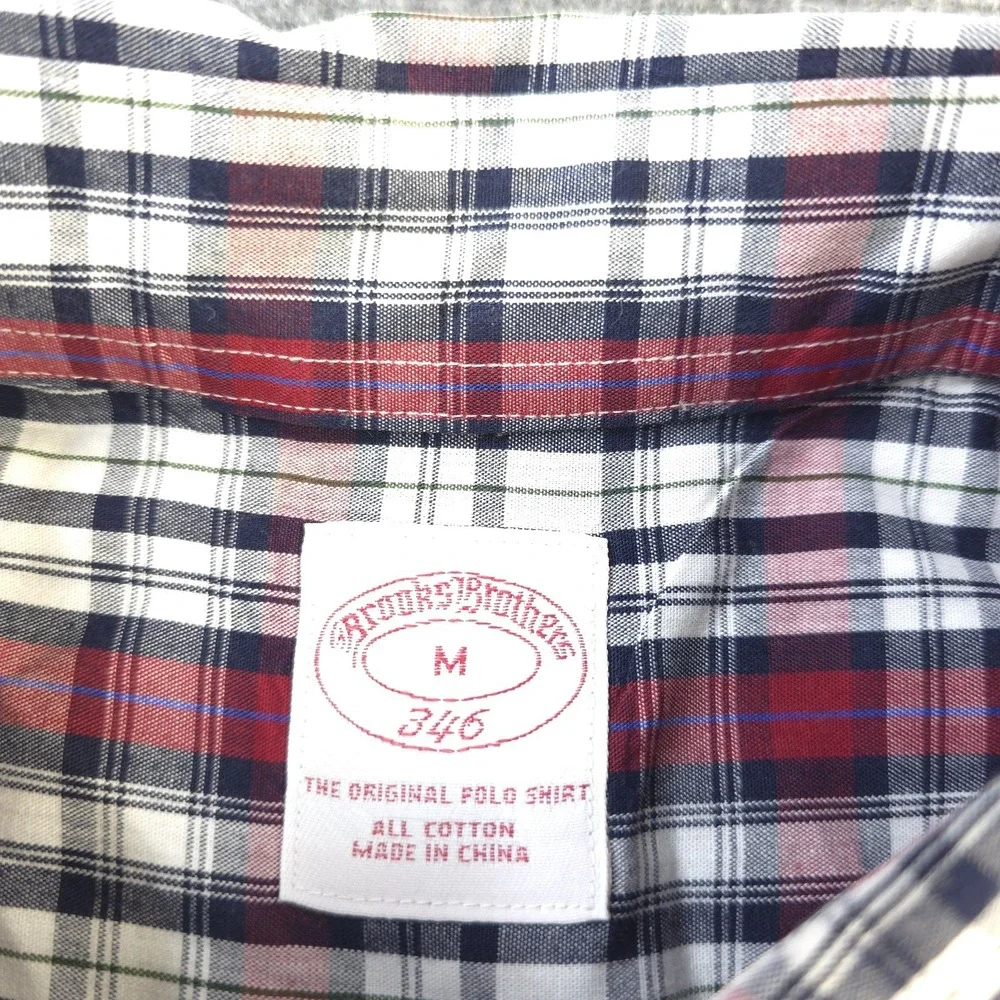 Brooks Brothers‎ Shirt Medium Long Sleeve Button Down Red Plaid 346 Cotton